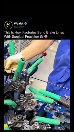 Wealth on Instagram: "This process looks effortless, but every bend has to be exact or the entire system falls apart. 🧩📐 Modern brake lines are formed using precision rollers and calibrated tooling that control angle, radius, and tension down to fractions of a millimeter. The goal is simple but unforgiving: create smooth, continuous curves that maintain internal flow strength while avoiding stress points, kinks, or weak spots. This level of accuracy matters because brake lines operate under ex