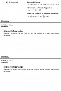 Math110_Pre-CalculusProgressionsArithmetic ProgressionExam... | Filo