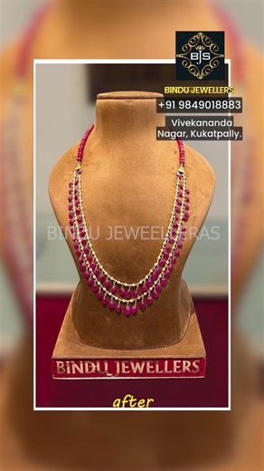 S502. BJS Bindu Jewellery | Ruby Beads Chain Elegant Makeover ✨