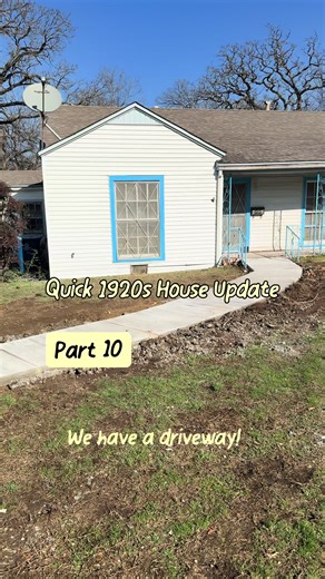 1920s house flip update in North Texas! Fresh driveway just poured and our custom walnut kitchen cabinets are officially installed 🤩 This historic home renovation is coming together FAST. If everything stays on schedule, this flip SHOULD be finished in the next couple weeks… Lord willing 🙏 #HouseFlip #HistoricHomeRenovation #DFWRealEstate #KitchenRenovation #fliphouse