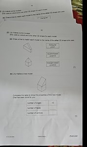 13 3 Lily makes some models. She uses a cuboid and one other 3... | Filo