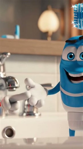 cartoon character in cartoon toothpaste and toothbrush #carttoonediting