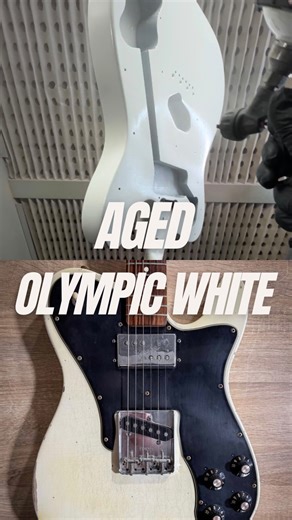 Relic’Art Guitares - France on Instagram: "Fender Telecaster Custom – Aged Olympic White 100% Nitro Refinish & Relic | Relic’Art Project 786 Project 786 showcases the transformation of a Fender Telecaster Custom through a complete 100% nitrocellulose refinish in aged Olympic White. The finish is applied in thin, resonant layers to preserve clarity, attack, and the natural response of the wood. Over time, the Olympic White is carefully aged to reveal warm undertones, subtle yellowing, and authent