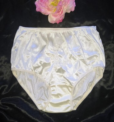 Vintage NOS 80s Silky Glossy Double Nylon Gusset Full Brief Granny Panties M/6 | eBay