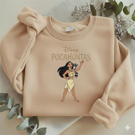 Pocahontas Embroidered Sweatshirt, Meeko Raccoon Disney Shirt, Princess Crewneck, Nature Lover Gift, Vintage Movie Apparel Y-03032605S - Etsy