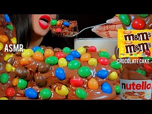 🍫asmr nutella| chocolate cake🎂 👅with Nutella and M&Ms and milk| 초콜릿 케이크 🍫 |MUKBANG |notalking🐾