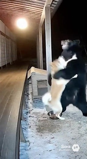 Akita Dog vs Black Bear Caught on CCTV 🐕🐻