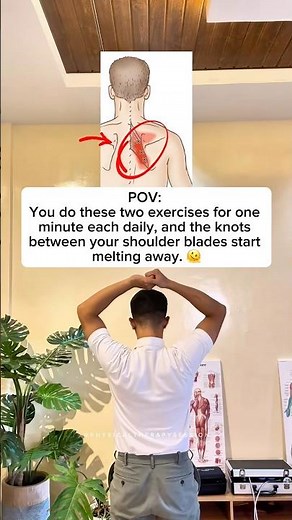 Exercises to fix Rhomboid Pain! #rhomboids #backpain #midbackpain #fypシ