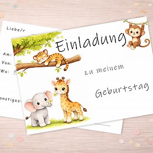 Modèle d'invitation PDF à imprimer pour une fête d'anniversaire sur le thème du safari – Animaux de la jungle – Fête d'anniversaire d'enfant - Etsy France