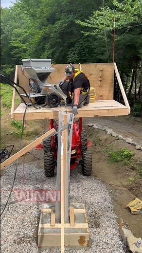 Pouring a concrete column using a Tractor and a Mud Mixer! #concretemixer #concretelife #diy
