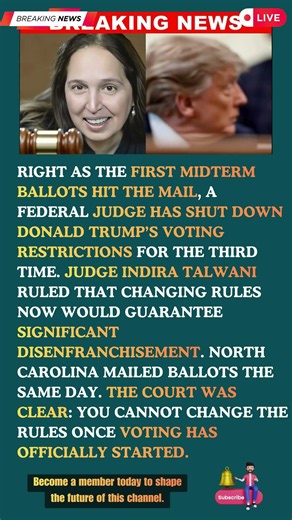 Trump Voting Block Judge Talwani Halts USPS Rules as North Carolina Ballots Go Out