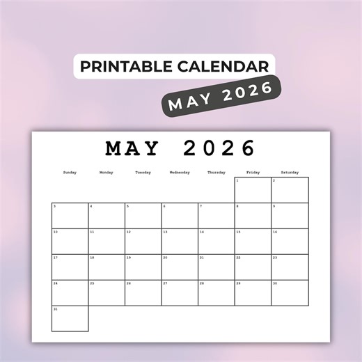 Buy Simple Printable May 2026 Calendar A4 Minimalist Monthly Planner PDF Sunday Monday Start Instant Download Online in India - Etsy