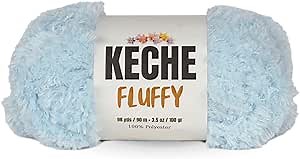 KECHE Fluffy Bulky Yarn – Super Soft Chunky Fuzzy Blanket Weight # 5 Yarn for Knitting Crocheting Crafting 3.5 oz (100 gr) 98 Yds (90 m) - Blue