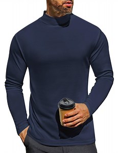 Ekouaer Men's Mock Turtleneck Long Sleeve Turtle Neck Tops Lightweight Undershirt Thermal Sweater Shirts