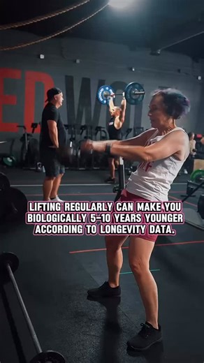 Want to turn back the clock? Strength training 3–4x a week can make you biologically younger by up to a decade. #crossfit #partwolf #gym | Red Wolf CrossFit