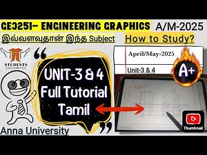 Ge3251 engineering graphics | unit -3 & 4 important questions| full Explanation in tamil | A/M 2025