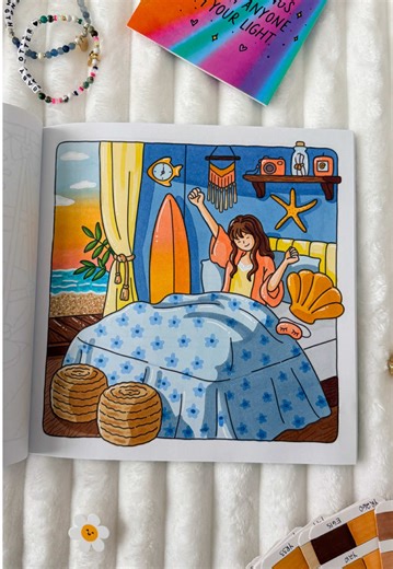 Mentally I’m waking up at the beach 🏝️ — not bracing for an ice storm 🥶 cozy coloring • coloring inspiration • coloring book 📘 Book: @Vivi Tinta Coloring Book’s Cozy Home 🖍️ Markers: @Ohuhuart alcohol markers #cozycoloring #coloringinspiration #vivitinta #coloringbooks #creatorsearchinsights