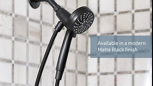 Moen Engage Magnetix Matte Black Eco-Performance 3.5-Inch Six-Function Detachable Handheld Showerhead with Magnetic Docking System, 26100EPBL