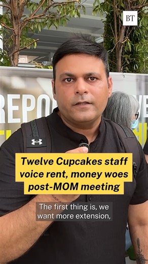 'We need our salary this month, we need to feed our family': Twelve Cupcakes staff voice rent and money woes after they were told by MOM representatives in closed-door discussions on Friday (Oct 31) that local unions will handle all compensation-related matters in a meeting to be fixed up next week. Most said they are expected to foot their rent by Friday or Saturday – or risk facing eviction or incurring late charges. Read more: https://bt.sg/eVbn | The Business Times