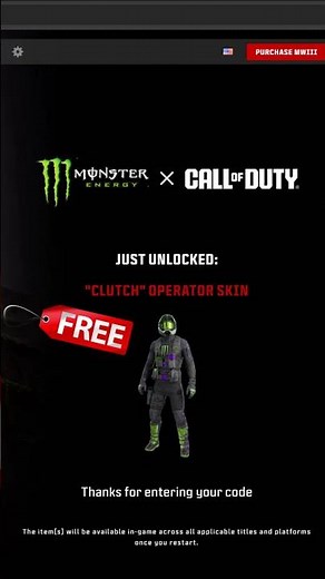 FREE MW3 MONSTER SKIN | GLOBAL CODE