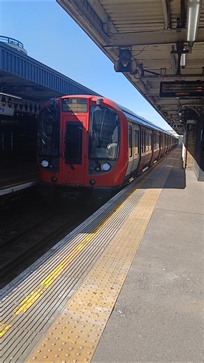 Not in service London Underground District line S Stock train arriving at Barking Railway StationTFL