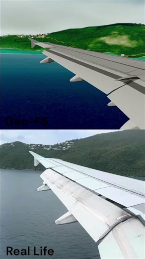 REAL LIFE vs GEO-FS Side by Side Comparison | A320 Landing in St. Thomas (STT) | #shorts #geofs #stt