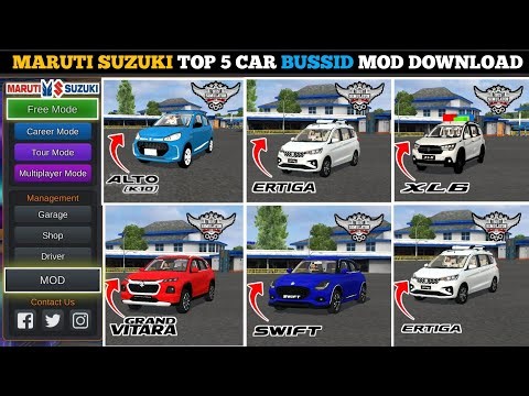 Top 5 Maruti Suzuki Cars Mods For Bus Simulator Indonesia | Latest Car Mod For Bussid | Bussid Mod