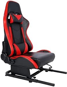 Marada Racing Simulator Cockpit Frame with Bolts&Red Seat Suitable for Dardoo/Supllueer/Anman,Compatible Adjustable Portable Real Driving Flying Sim Gaming Stand&Split Rear Chair Cockpit