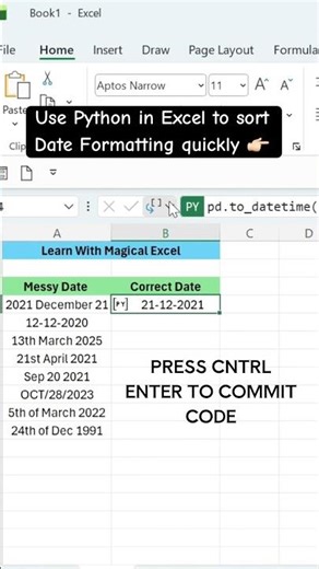 Python in Excel sort Date Issues Quickly 👉🏻