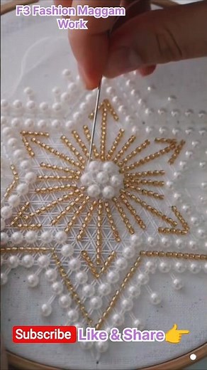 Beautiful pearl & Beads Hand embroidery design | latest Maggam Work Design | handwork thread design