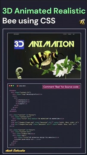 3D Realistic Bee Animation 🐝 Using HTML, CSS & JavaScript | Pure Code Magic!