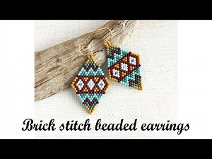 Brick stitch beaded earrings tutorial