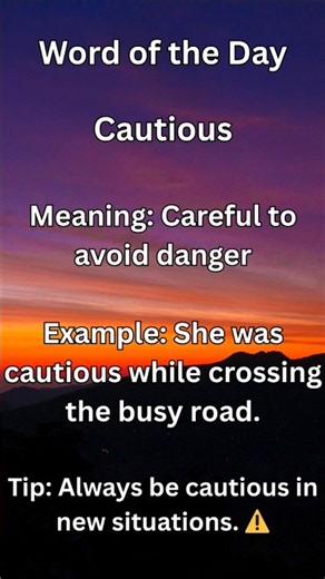 STOP Saying "Careful"—Try CAUTIOUS Instead! 🚧 #shorts #englishvocabulary