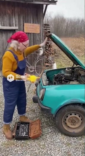 graany fix car 🤯 #mem #funny #car #fix #repairing