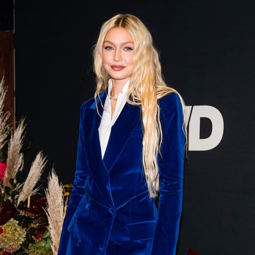 Gigi Hadid Suits Up In Royal Blue Menswear Look To Honor Tommy Hilfiger
