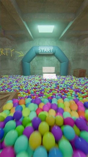 🟠 10 000 Marbles FILLING a LIMINAL Basement | Blender Simulation