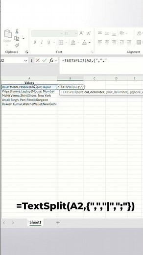 "Excel TEXTSPLIT Trick You Didn’t Know 🔥 | Multiple Delimiters"