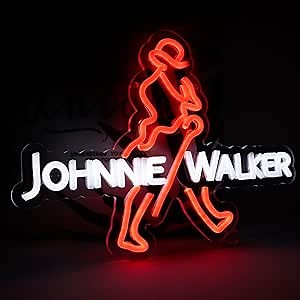 WonderfulLife Scotch Whisky Neon Sign for Johnnie Walker in Bar Pub Man Cave,Bright Orange and White Led Light Suitable for Garage Decor or Business Display,5V USB Powered Easy Hanging.