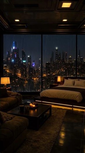 Cyberpunk City Rain | Cozy High-Rise Window View (ASMR White Noise)