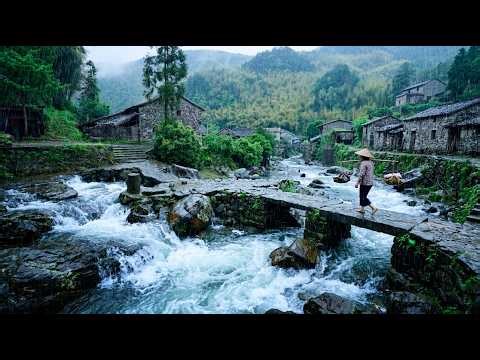 Rain Walk Through China’s Most Beautiful Stone Village | 4K 3D Binaural ASMR Slow TV