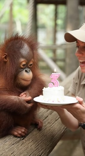 Three and Thriving! 🎂 Baby Orangutan Celebrates His 3rd Birthday! #Orangutan #HappyBirthday #AnimalRescue | Homemade & Heart recipes