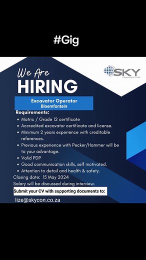 Excavator Operator Jobs: Apply Now with Your CV