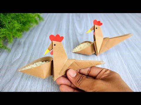 HOW TO MAKE CHICKEN ORIGAMI MADE OF CARDBOARD | Cardboard Folding Rooster Chicken | Easy Tutorial