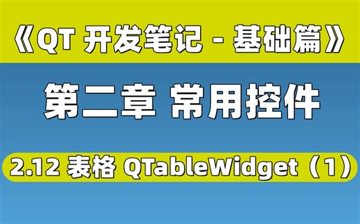 【QT开发笔记-基础篇】| 第二章 常用控件 | 2.12 表格控件 QTableWidget（1）-peiqi12138-默认收藏夹-哔哩哔哩视频