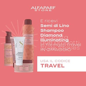 Grazie all’ALFAPARF STORE, se acquisti due prodotti Style Stories, ricevi in omaggio la minitaglia Semi di Lino Diamond Illuminating Low Shampoo in formato travel. Scarica l’app ALFAPARF STORE e inserisci il codice TRAVEL. iOS: https://bit.ly/AlfaparfStore Google: https://bit.ly/AlfaparfStorePlayStore | Alfaparf Milano Professional
