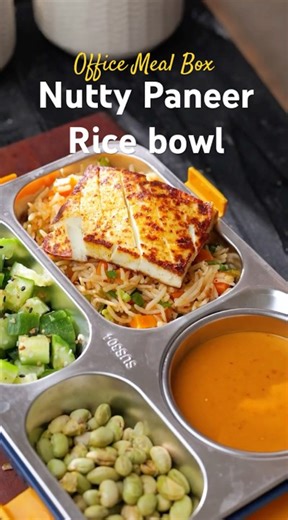 Nutty paneer rice bowl easy office lunch box recipe ideas
