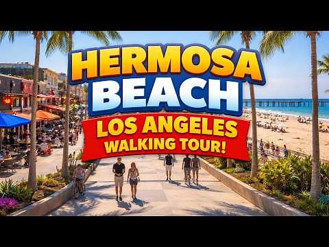 Hermosa Beach Walking Tour | Los Angeles The Strand | California Beach Virtual Walking Tour | 4K