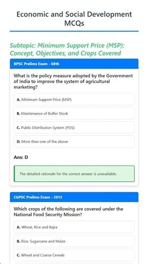 Minimum Support Price MSP: Concept, Objectives, and Crops Covered