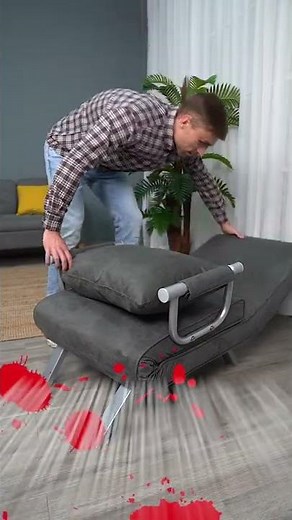 HOMCOM Single Person Folding 5 Position Convertible Sofa Bed Sleeper Chair Chaise Lounge Couch