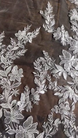Romantic Floral Appliqué Cathedral Veil, Sheer Tulle Bridal Veil With Scalloped Edge - Etsy